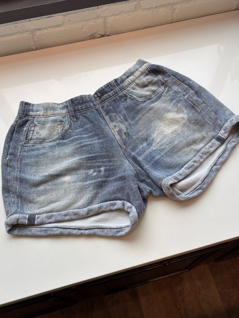 Rag & Bone Faux Denim Print Shorts